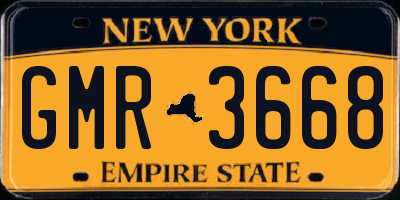 NY license plate GMR3668