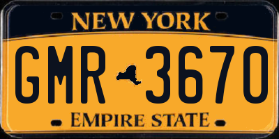NY license plate GMR3670