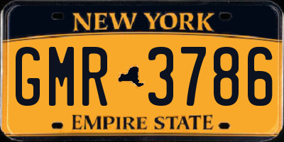 NY license plate GMR3786