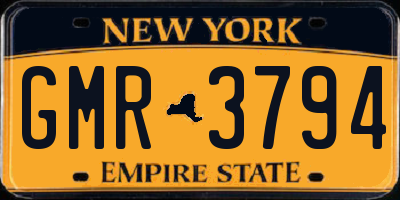 NY license plate GMR3794