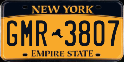 NY license plate GMR3807