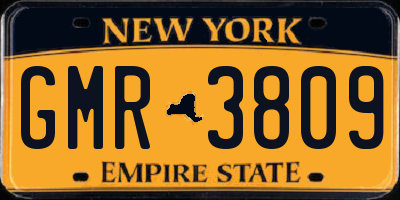NY license plate GMR3809