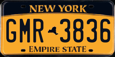 NY license plate GMR3836