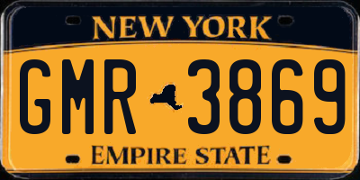 NY license plate GMR3869