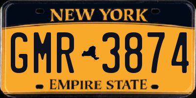 NY license plate GMR3874