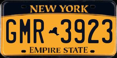 NY license plate GMR3923