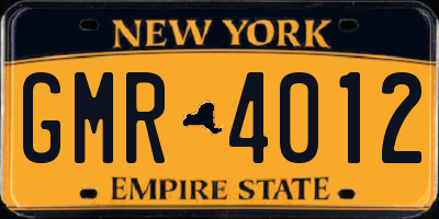 NY license plate GMR4012