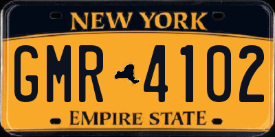 NY license plate GMR4102