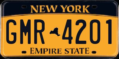 NY license plate GMR4201