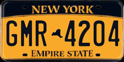 NY license plate GMR4204
