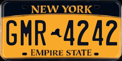 NY license plate GMR4242