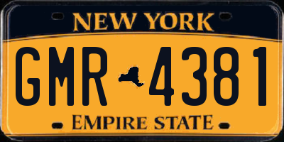 NY license plate GMR4381