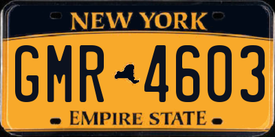 NY license plate GMR4603