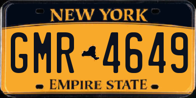 NY license plate GMR4649