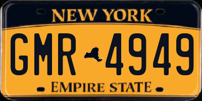 NY license plate GMR4949
