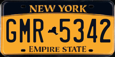 NY license plate GMR5342