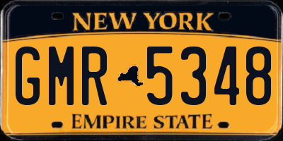 NY license plate GMR5348