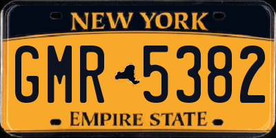 NY license plate GMR5382