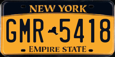 NY license plate GMR5418