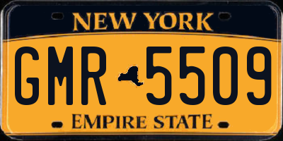 NY license plate GMR5509