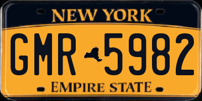 NY license plate GMR5982