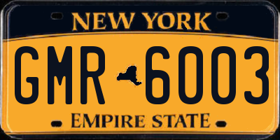 NY license plate GMR6003