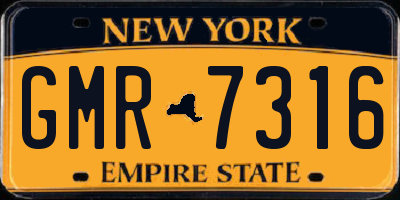 NY license plate GMR7316