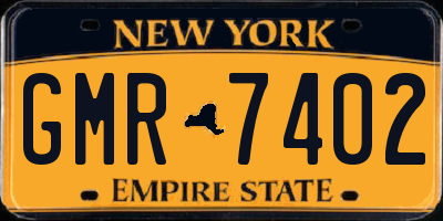 NY license plate GMR7402