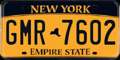 NY license plate GMR7602