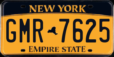 NY license plate GMR7625
