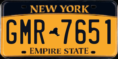 NY license plate GMR7651
