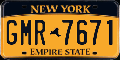 NY license plate GMR7671