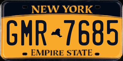 NY license plate GMR7685