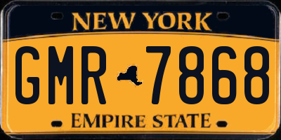NY license plate GMR7868
