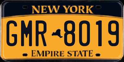 NY license plate GMR8019