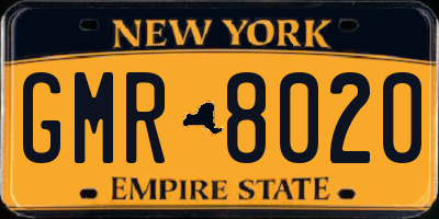 NY license plate GMR8020