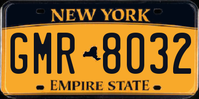 NY license plate GMR8032