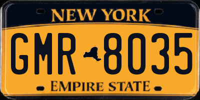 NY license plate GMR8035