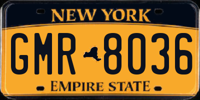 NY license plate GMR8036