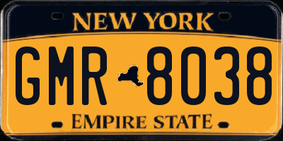 NY license plate GMR8038