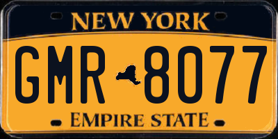 NY license plate GMR8077