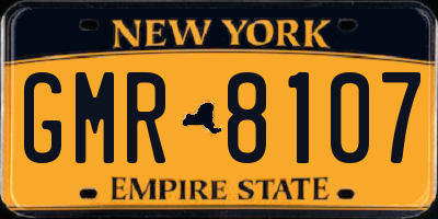 NY license plate GMR8107
