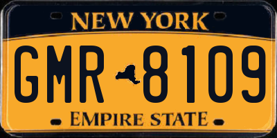 NY license plate GMR8109