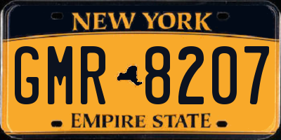 NY license plate GMR8207