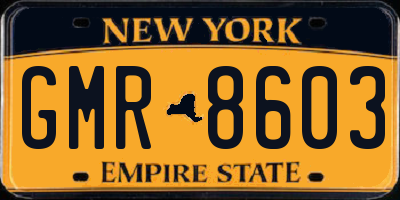 NY license plate GMR8603