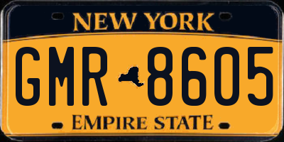 NY license plate GMR8605