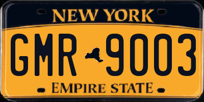 NY license plate GMR9003
