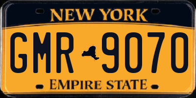 NY license plate GMR9070