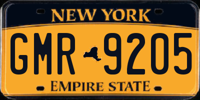 NY license plate GMR9205