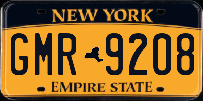 NY license plate GMR9208